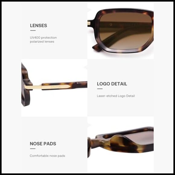 Retro Polarized Rectangular Hexagon Sunglasses, UV400 Protection, Lightweight